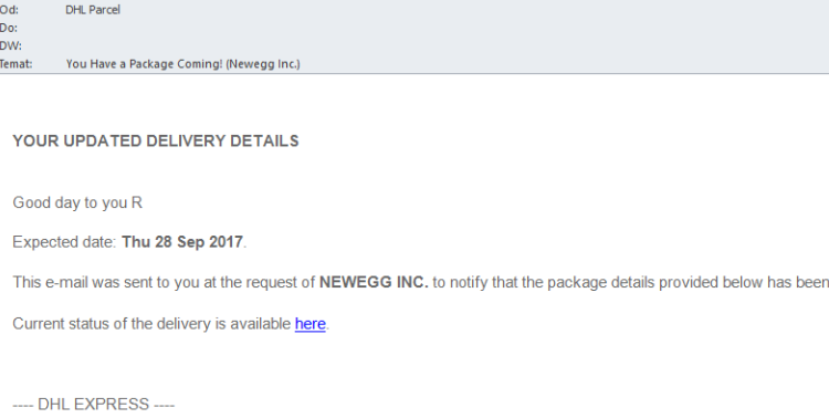 To nie jest mail od DHL!