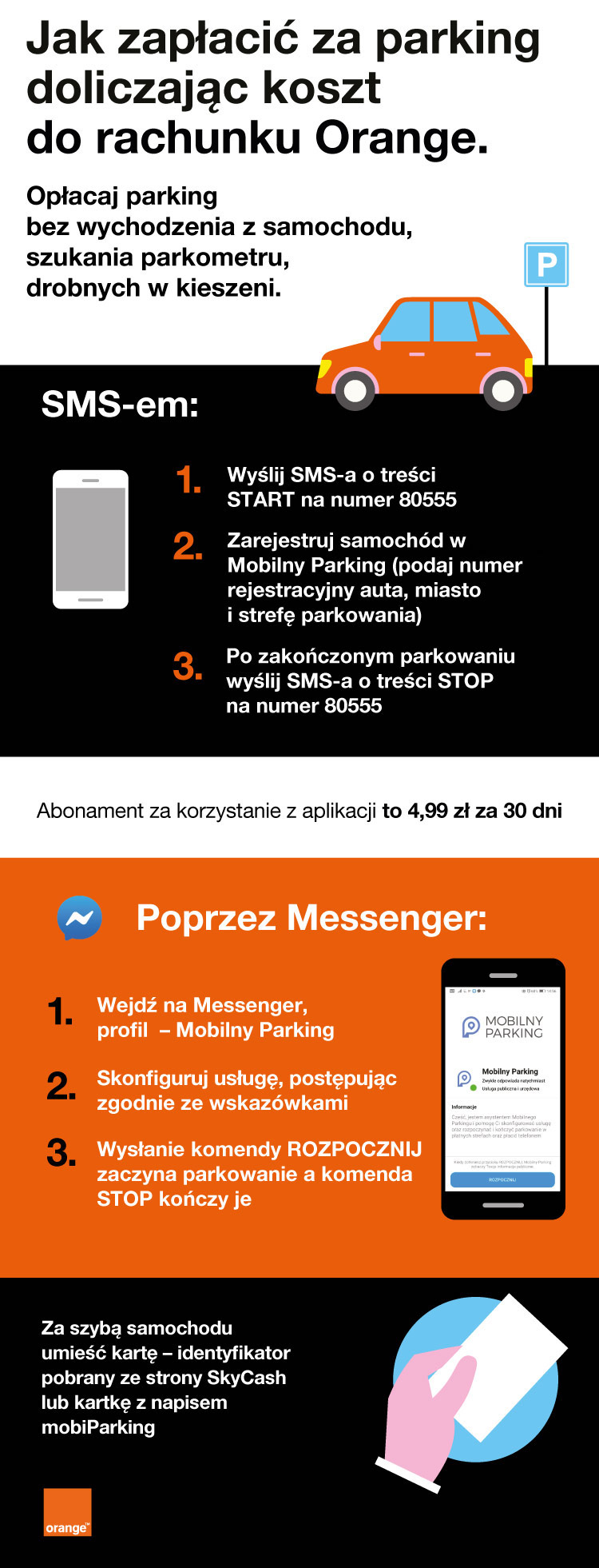 W wygodny sposób dolicz kwotę za płatny parking do faktury Orange.