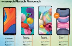 zdjęcie z 4 telefonami dostępnymi w nowych Planach Firmowych Orange