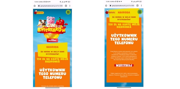 Bony do Biedronki? Nie - oszustwo.