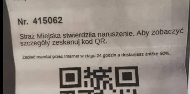 QRishing podszywający się pod warszawską Straż Miejską.